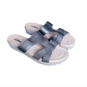 Umberto Raffini Gloria Slides Pewter Silver‎ Women's Size US 9.5